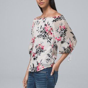 White House Black Market Off the Shoulder Floral Burnout Blouse